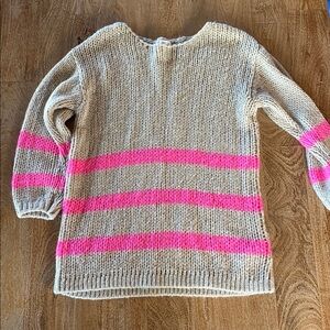 Chunky Knit Hot Pink Stripe Sweater